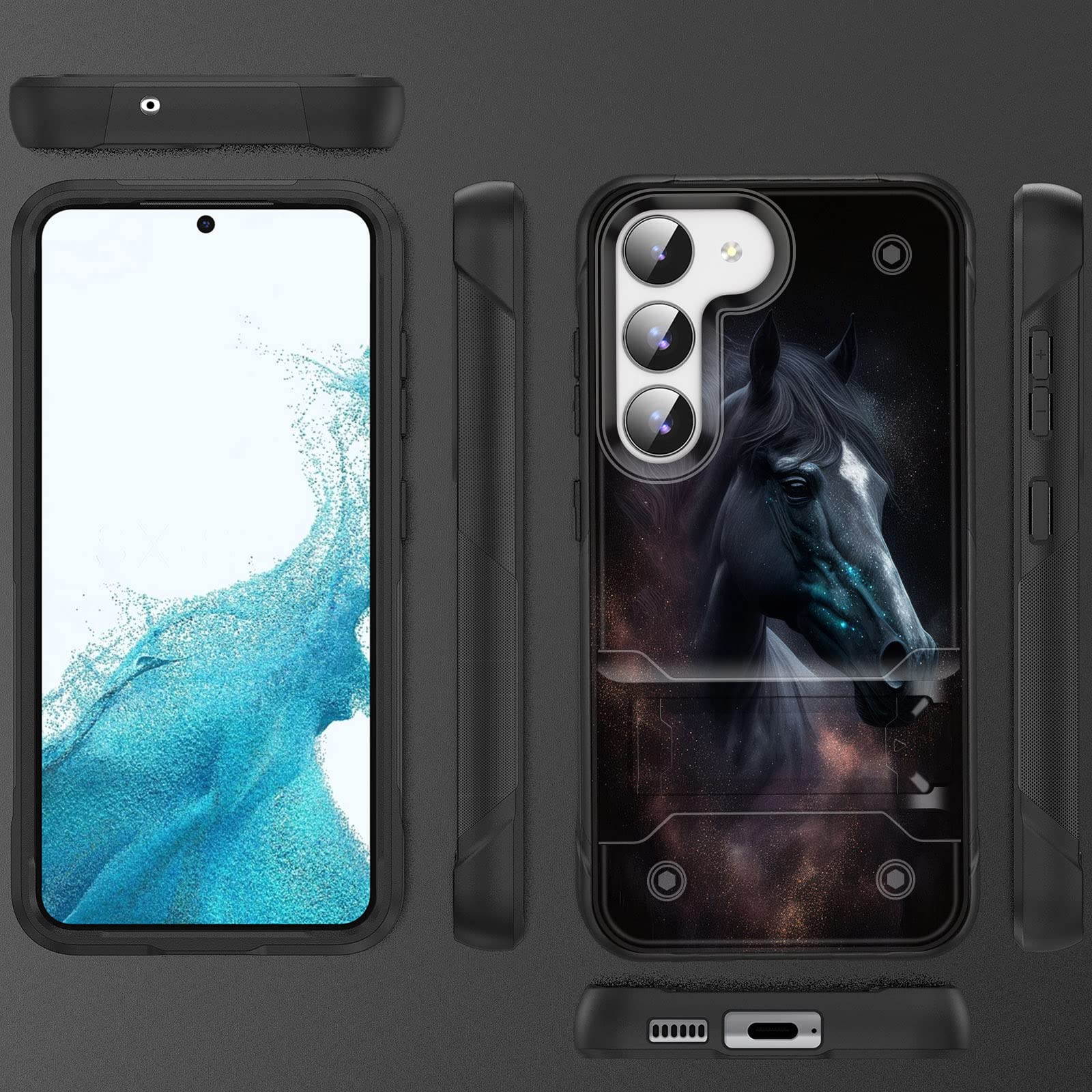 Efgwsder For Galaxy S23 Plus Case With Kickstand,Dual Layer Hybrid Hard Pc & Soft Silicone Rugged Shockproof Protective Phone Ca